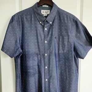 Penguin XL Blue Short Sleeve Button Down Shirt